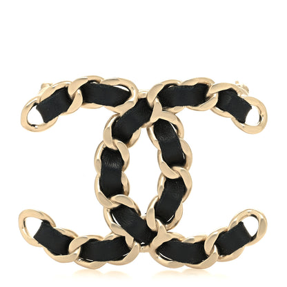 Chanel Lambskin Chain CC Brooch Black Gold 1 of 4