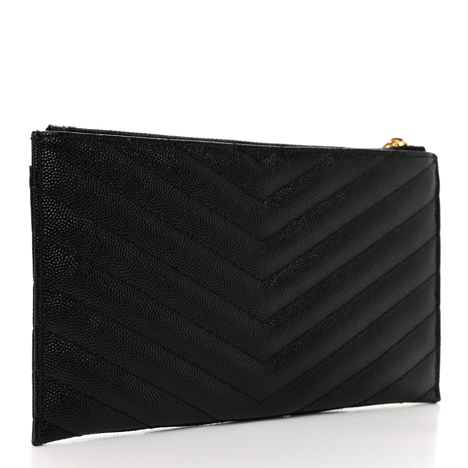 Saint Laurent Grain De Poudre Chevron Monogram Bill Pouch Black 4 of 8