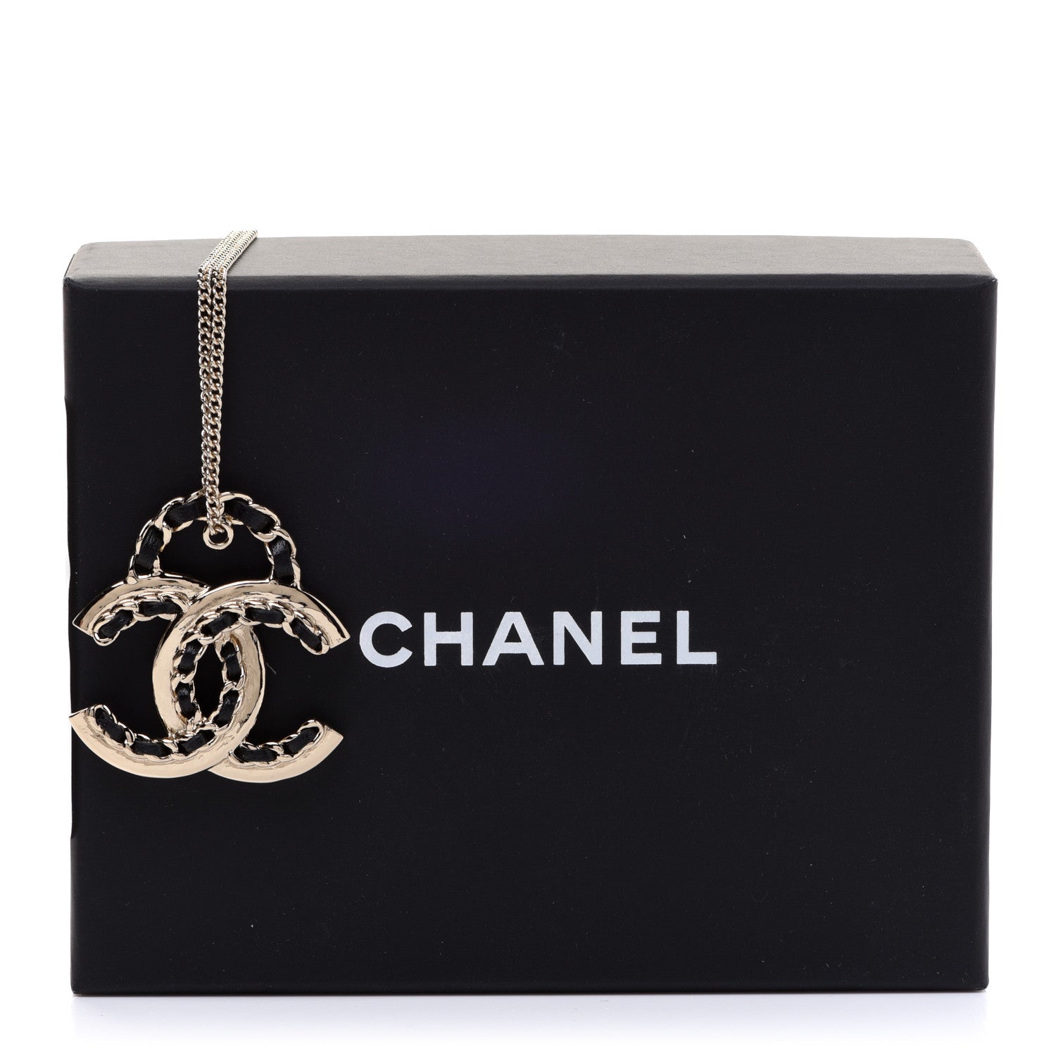 Chanel Lambskin CC Chain Necklace Gold Black 6 of 6