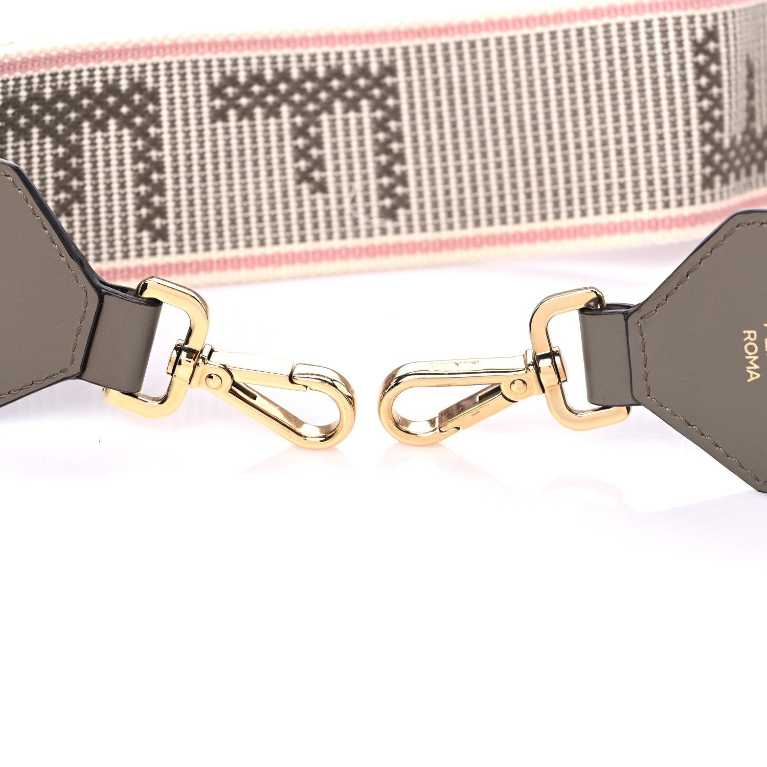 Fendi Cannete Ribbon Poly Vitello King Logo Adjustable Strap You Pergamena Acquerello Tartufo 5 of 5