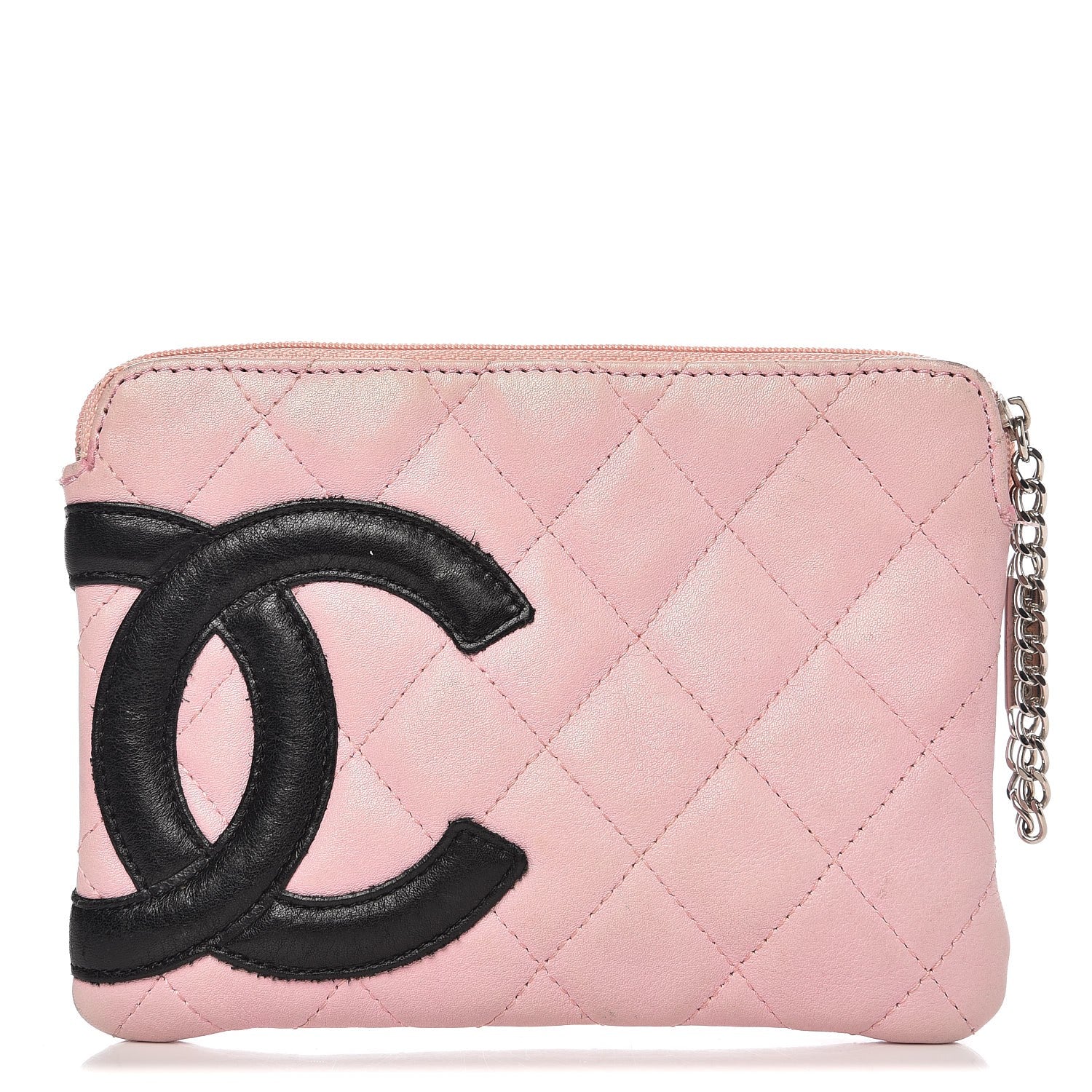 Chanel Calfskin Quilted Cambon Cosmetic Pouch Pink Black 1 of 12