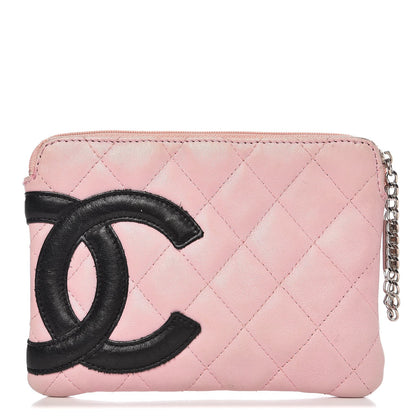 Chanel Calfskin Quilted Cambon Cosmetic Pouch Pink Black 1 of 12
