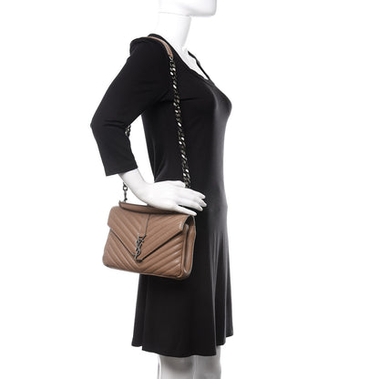 Saint Laurent Sheepskin Matelasse Chevron Monogram Medium College Bag Fard 2 of 20