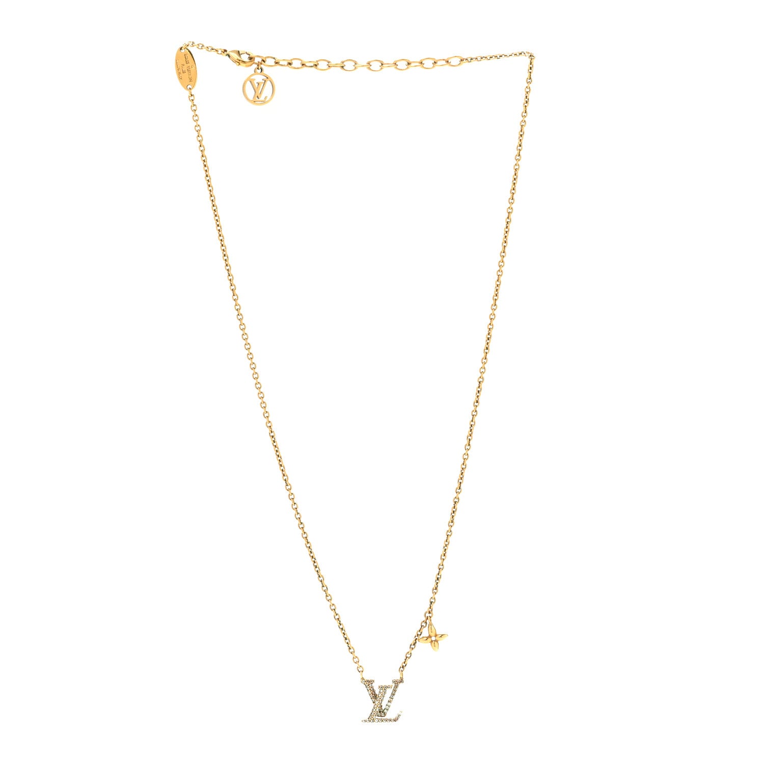 Louis Vuitton Metal Crystal LV Iconic Necklace Gold 3 of 8