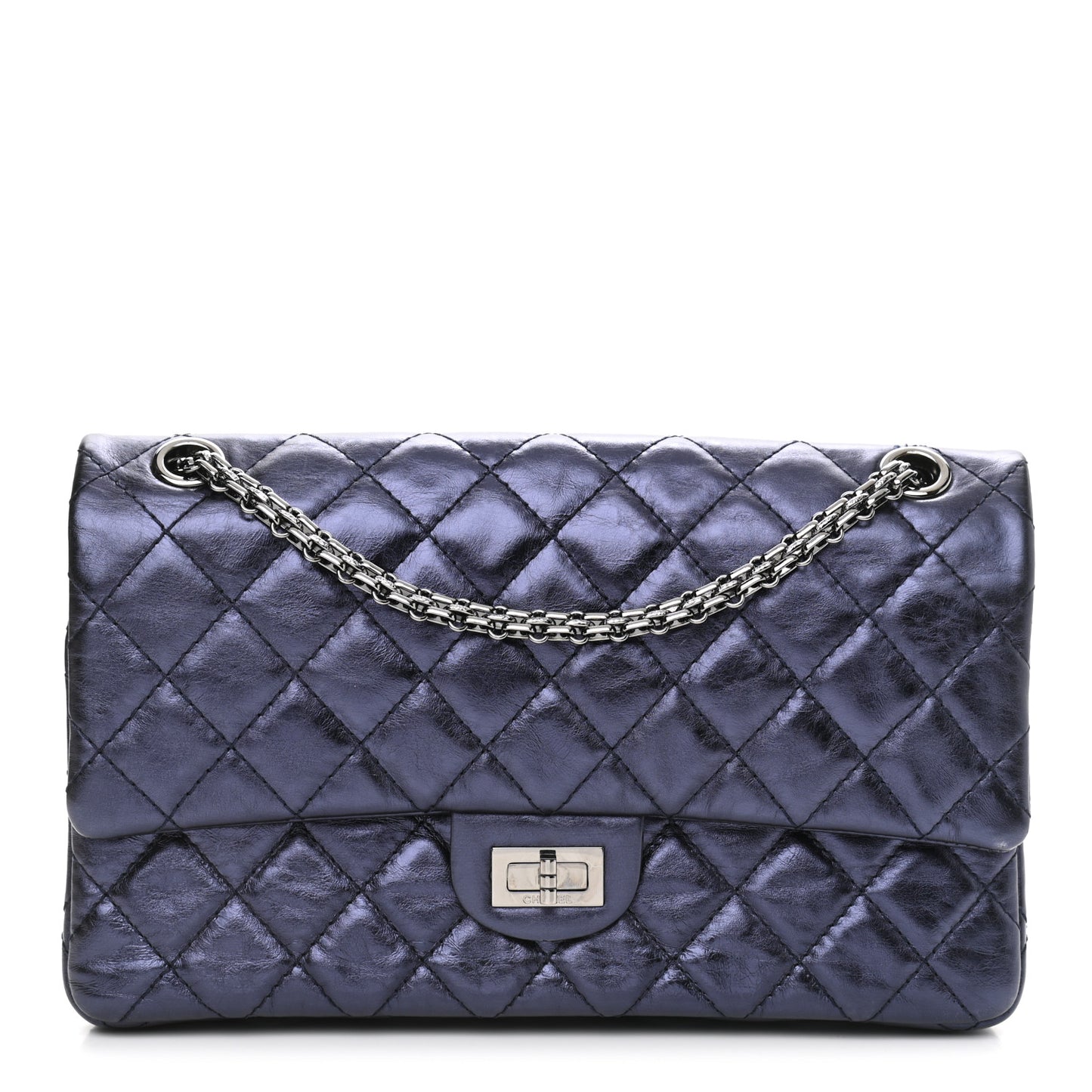 Metallic Calfskin Quilted 2.55 Reissue 226 Flap Marine Fonce