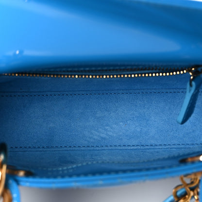 Christian Dior Patent Cannage Mini Lady Dior Blue 5 of 10