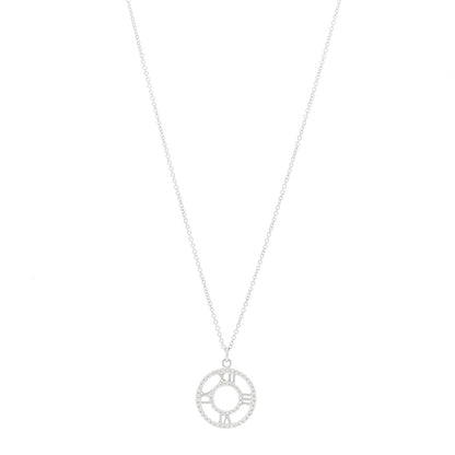 Tiffany 18K White Gold Diamond Small Atlas Open Pave Pendant Necklace 1 of 5