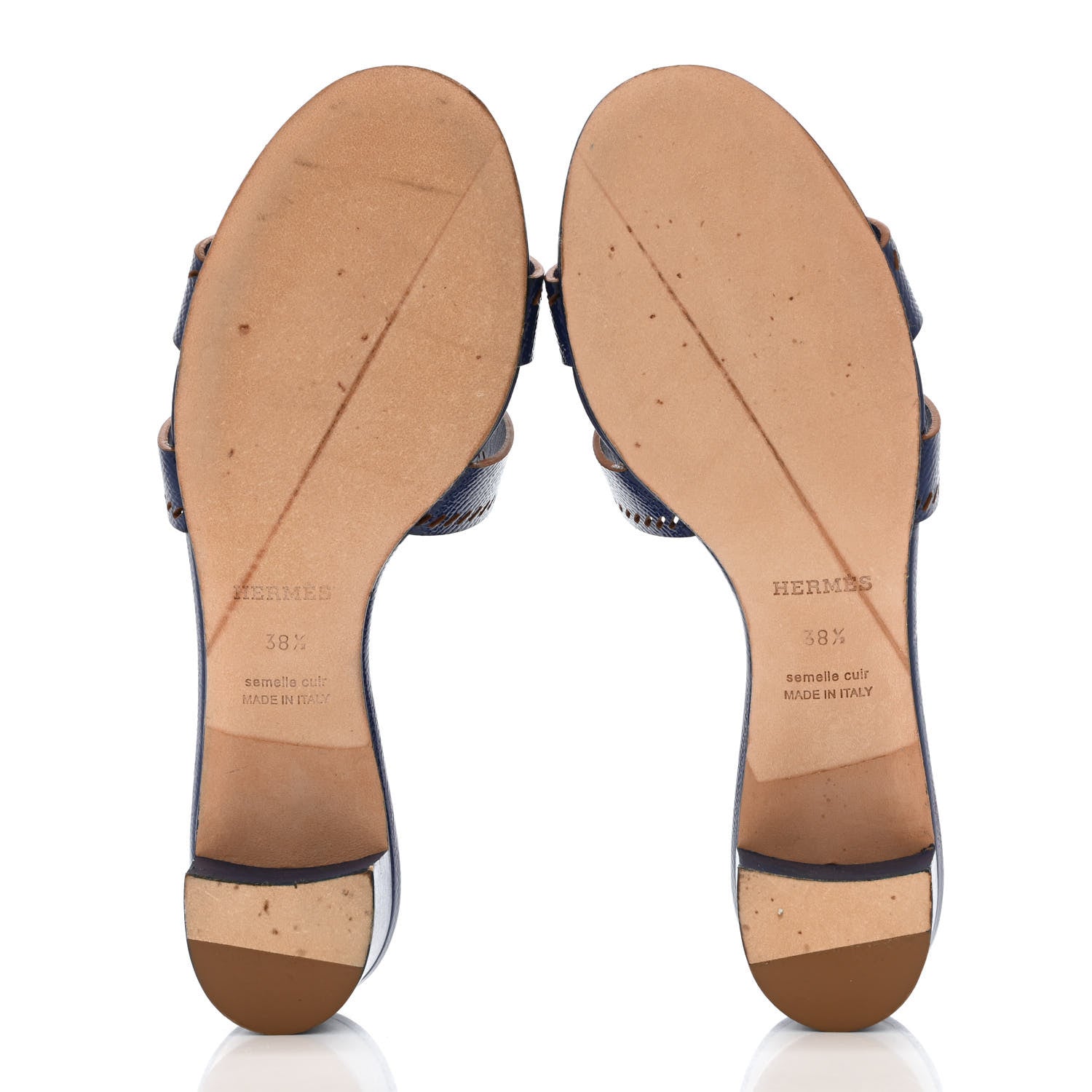 Hermes Patent Epsom Oasis Sandals 38.5 Bleu Saphir 5 of 10