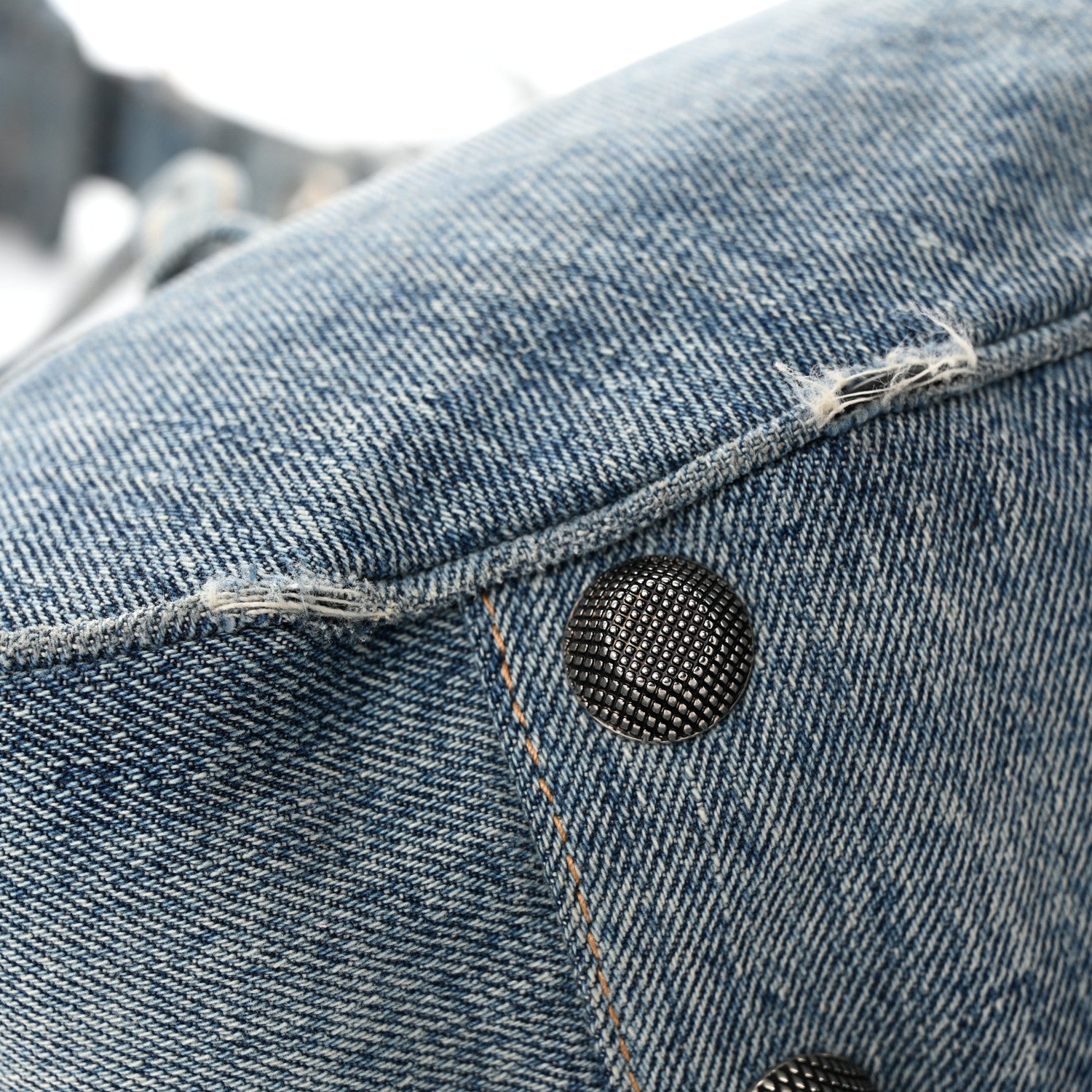 Balenciaga Washed Frayed Denim Crystal Small Le Cagole Shoulder Bag Blue 11 of 16