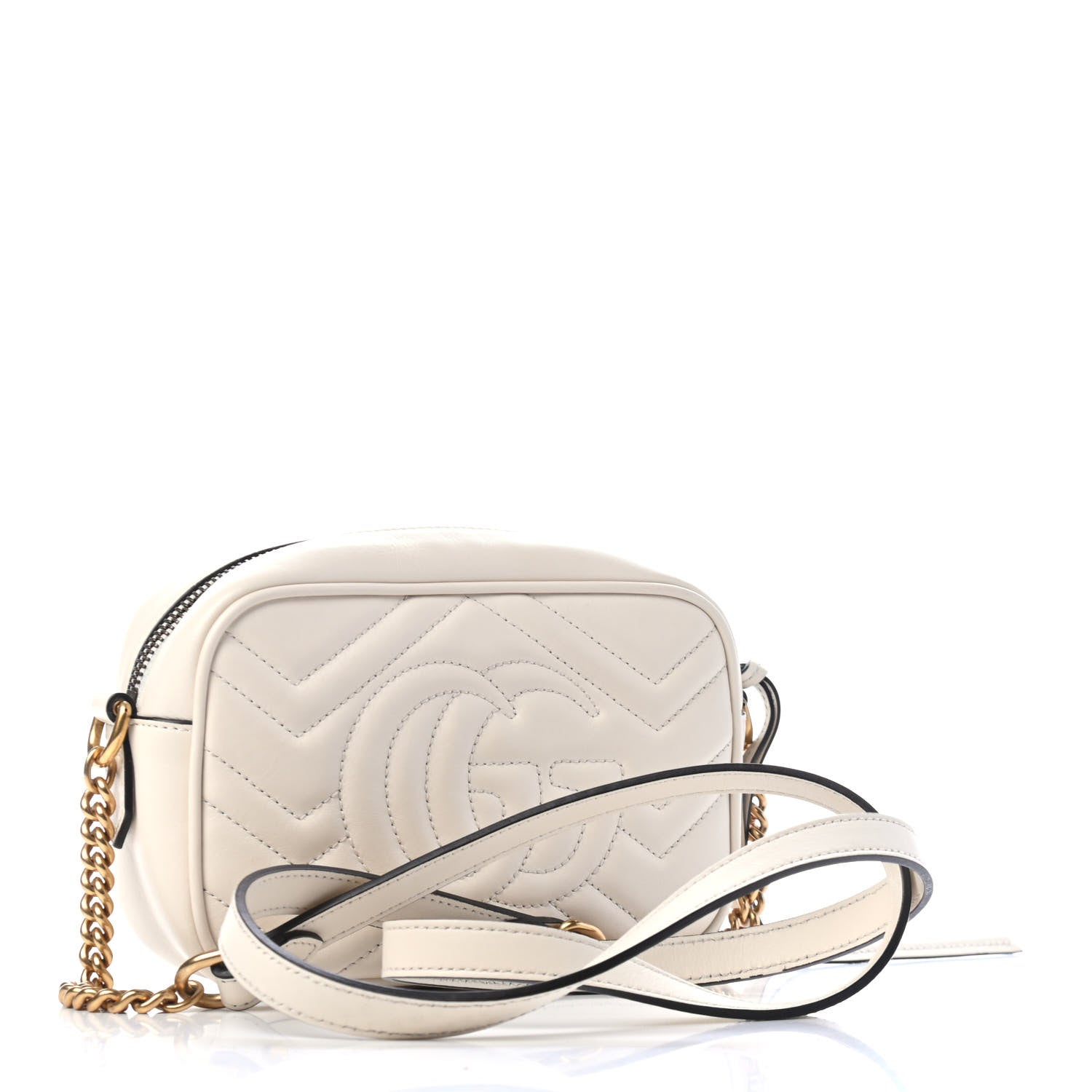 Gucci Calfskin Matelasse Mini GG Marmont Chain Shoulder Bag White 2 of 4