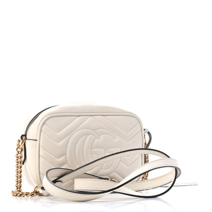 Gucci Calfskin Matelasse Mini GG Marmont Chain Shoulder Bag White 2 of 4