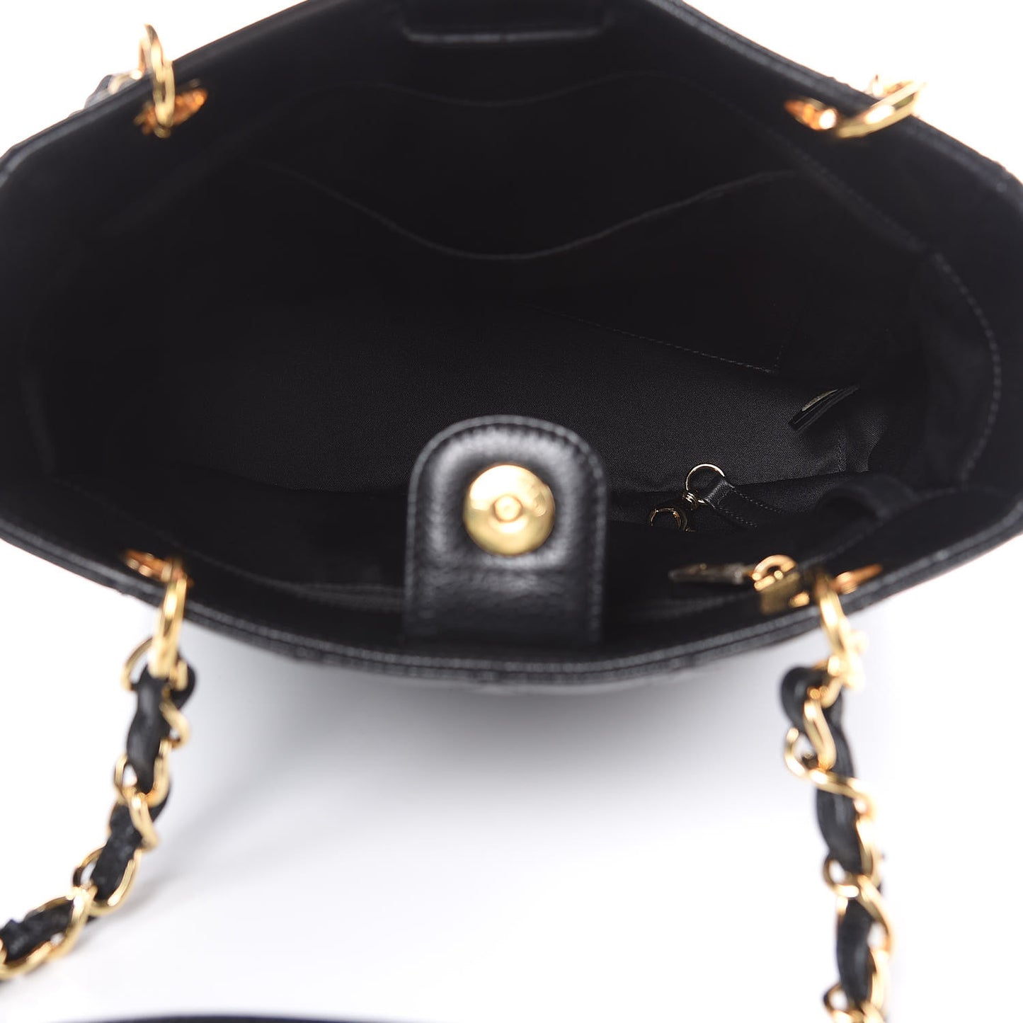 Caviar Quilted Petit Shopping Tote PST Black