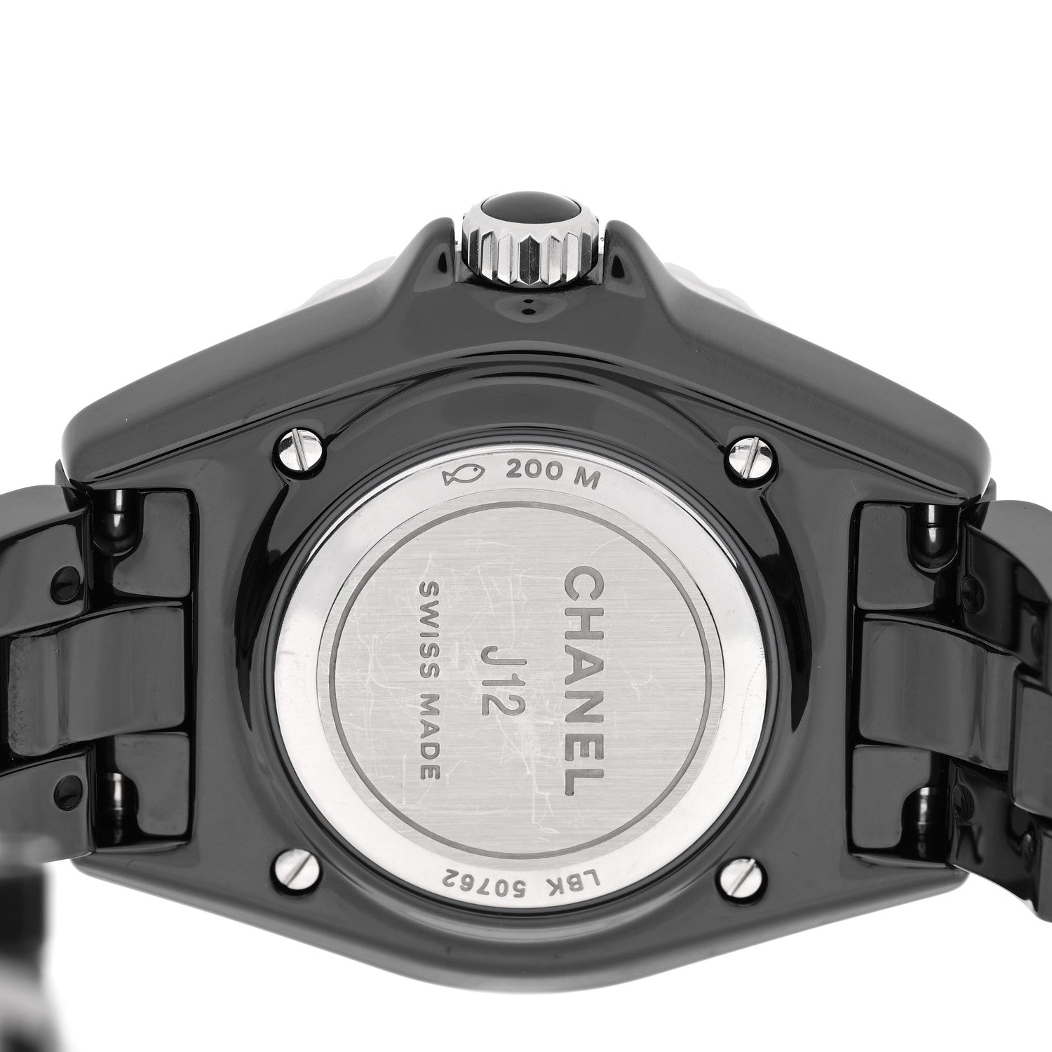 Chanel Stainless Steel Ceramic Diamond 33mm J12 Quartz Watch Black 4 of 4