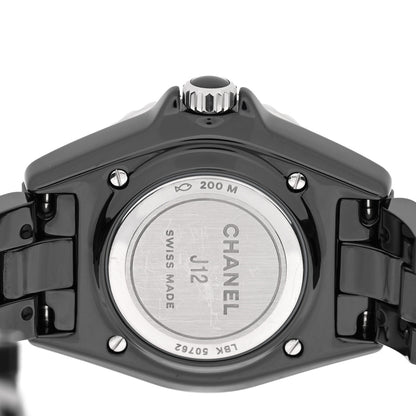 Chanel Stainless Steel Ceramic Diamond 33mm J12 Quartz Watch Black 4 of 4