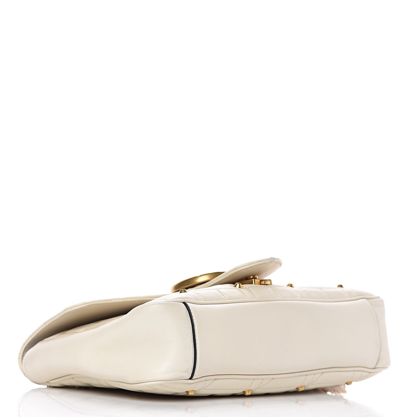 Calfskin Matelasse Studded Medium GG Marmont Shoulder Bag White