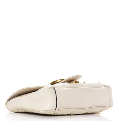 Gucci Calfskin Matelasse Studded Medium GG Marmont Shoulder Bag White 4 of 12