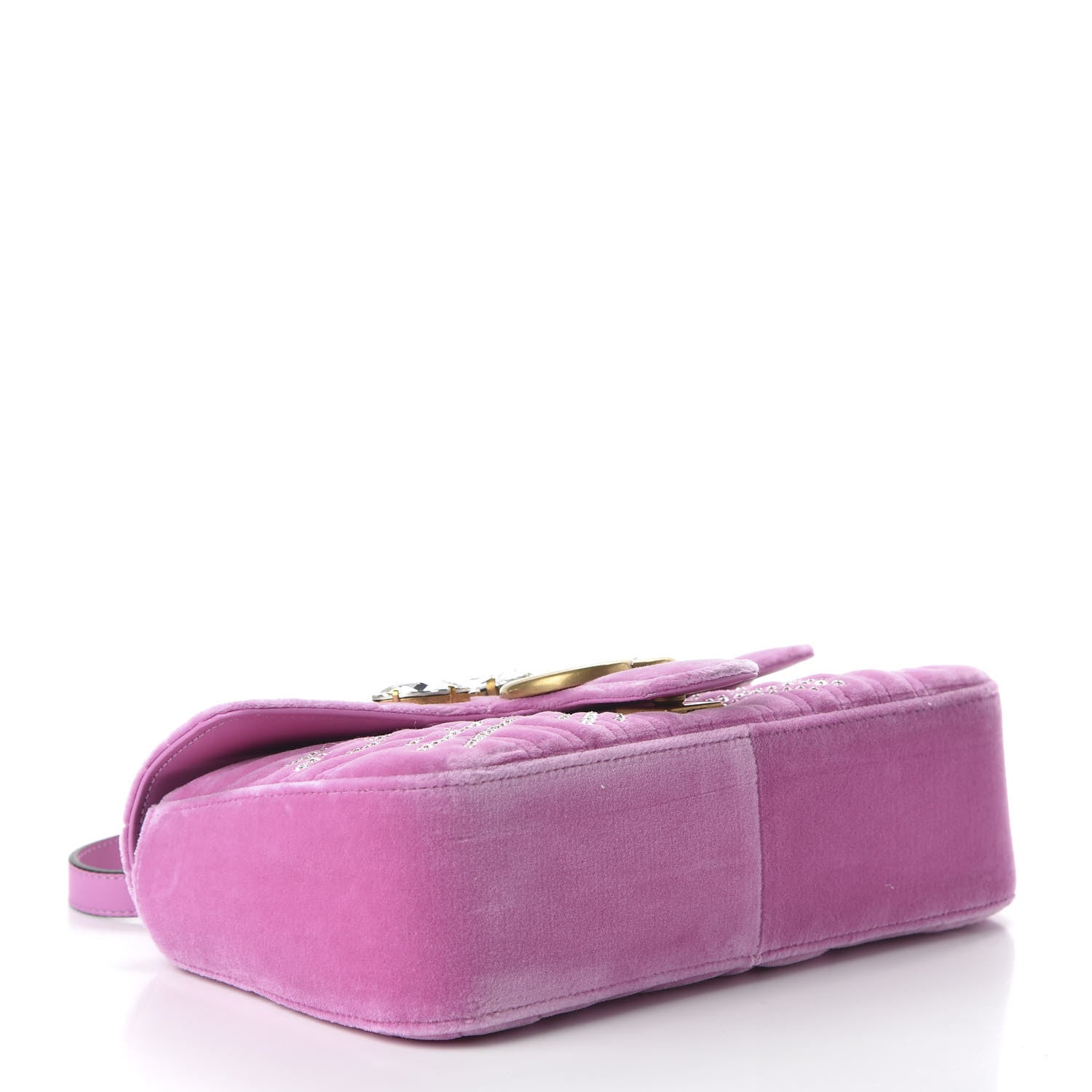 Gucci Velvet Matelasse Marquise Crystals Embroidered Small GG Marmont Shoulder Bag Malva 4 of 10