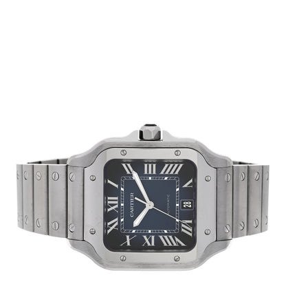 Cartier Stainless Steel Alligator 39.8mm Santos De Cartier Automatic Watch Blue 2 of 7