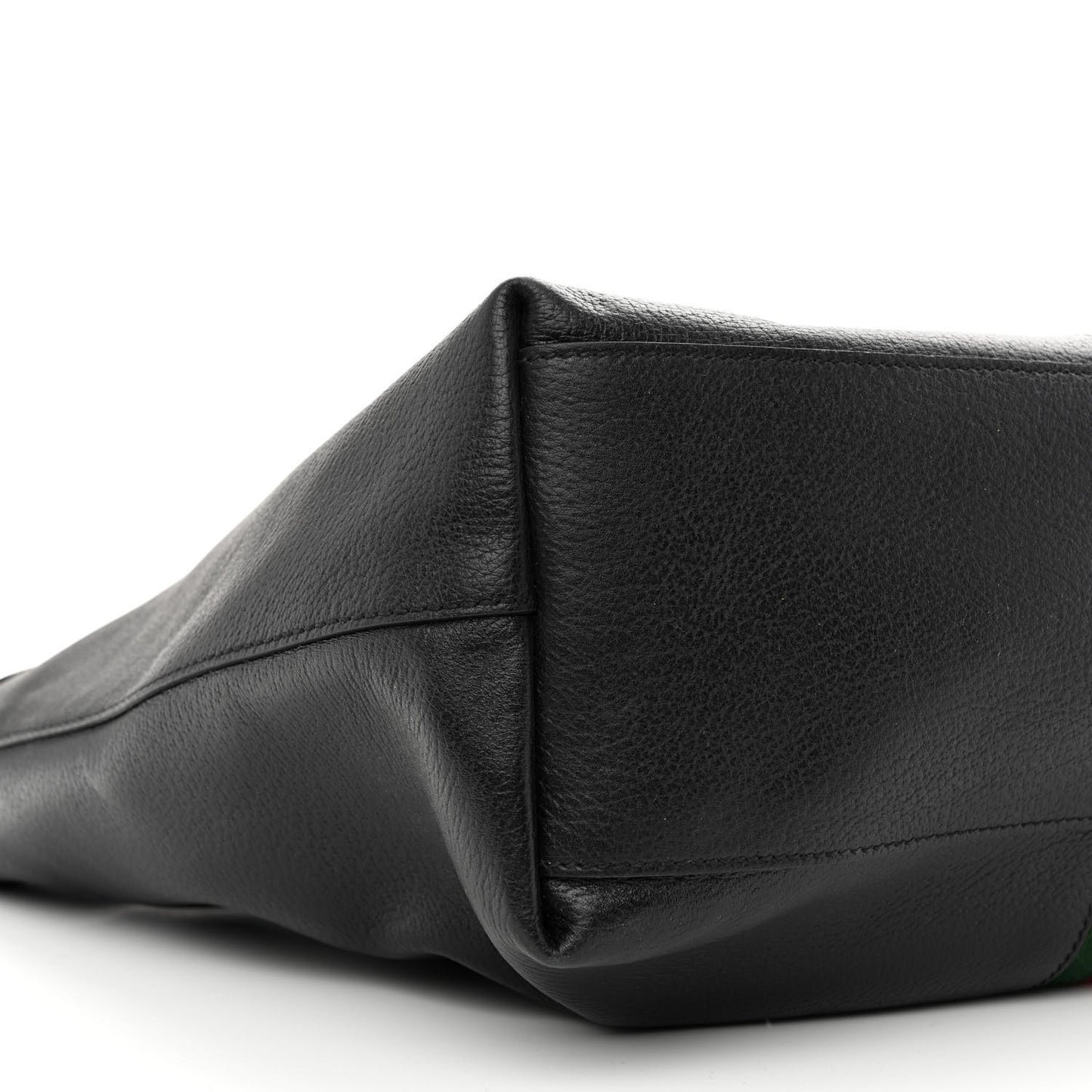 Textured Calfskin Web Medium Ophidia Shopping Tote Black
