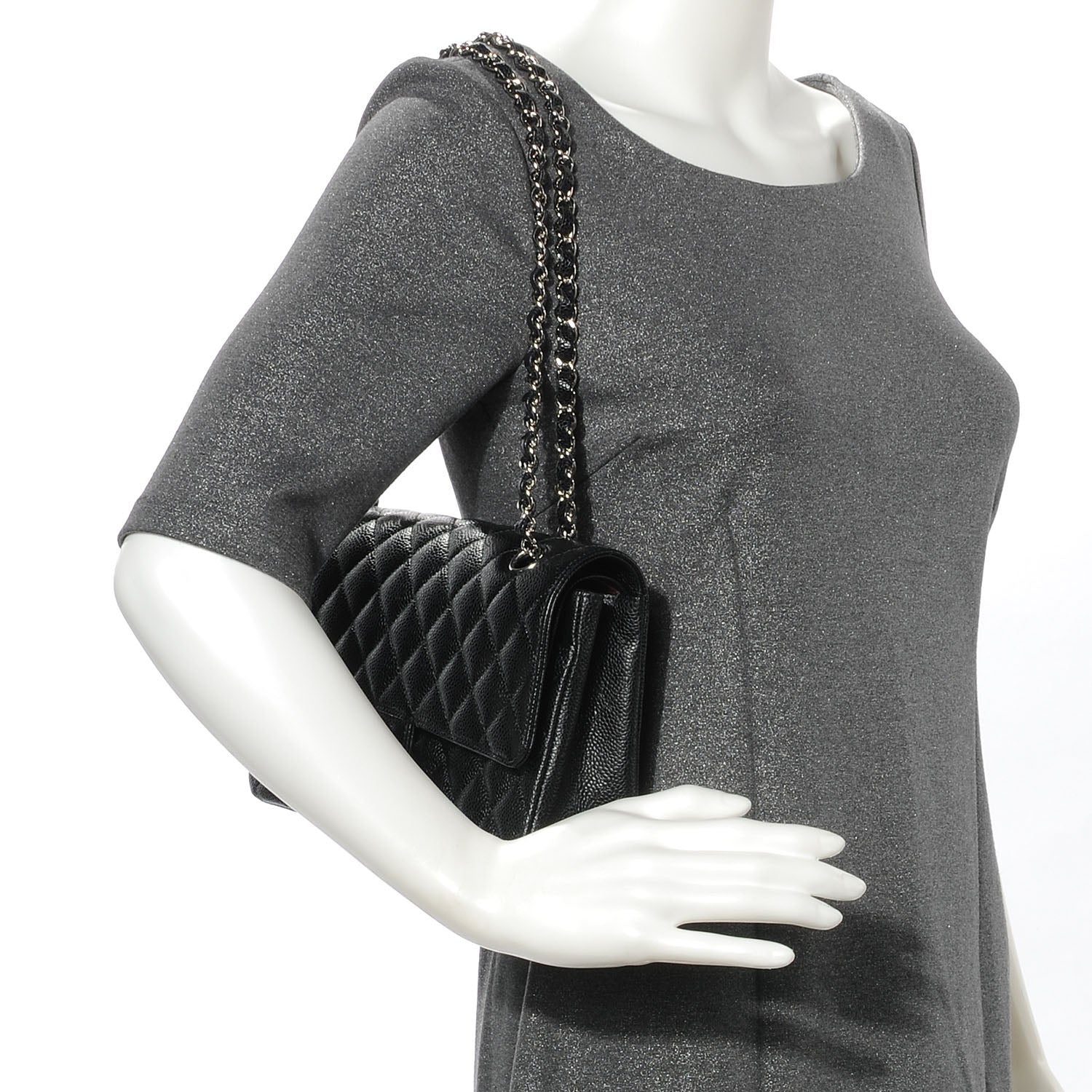 Chanel Caviar Quilted Medium Double Flap Black 2 of 8