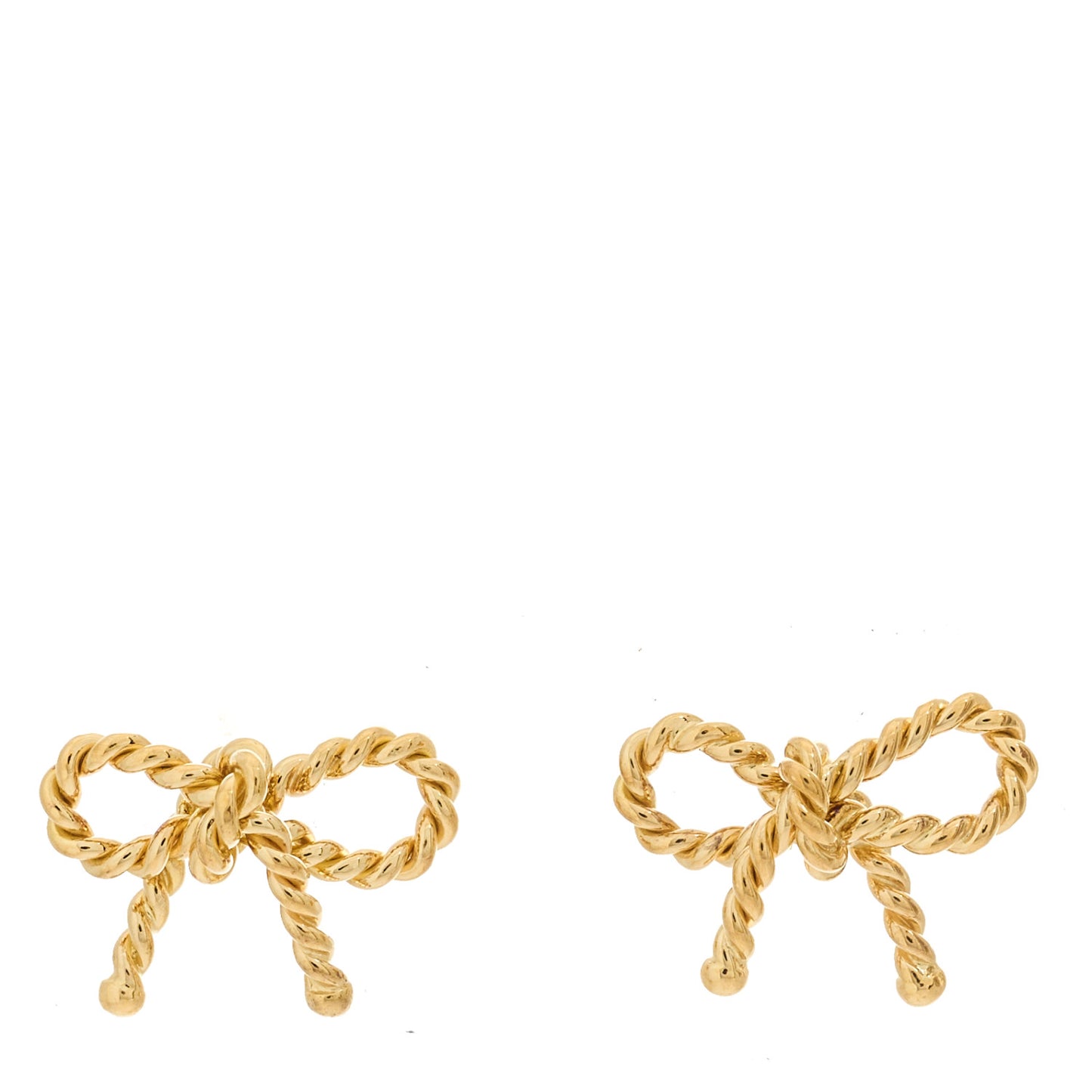 18K Yellow Gold Twist Bow Earrings