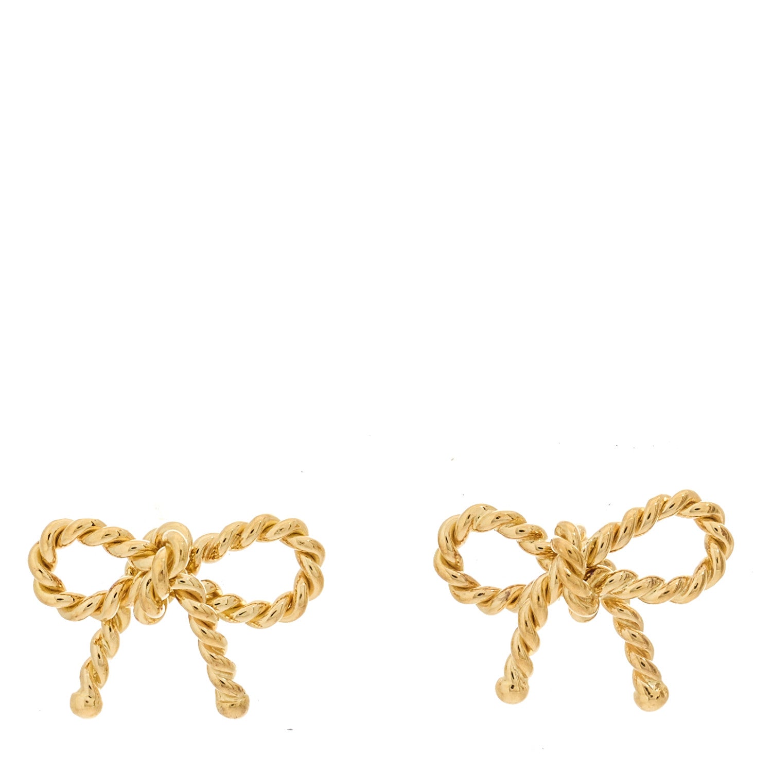 Tiffany 18K Yellow Gold Twist Bow Earrings 1 of 4