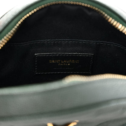 Saint Laurent Grain De Poudre Matelasse Chevron Quilted Round Vinyle Camera Bag New Vert Fonce 6 of 10