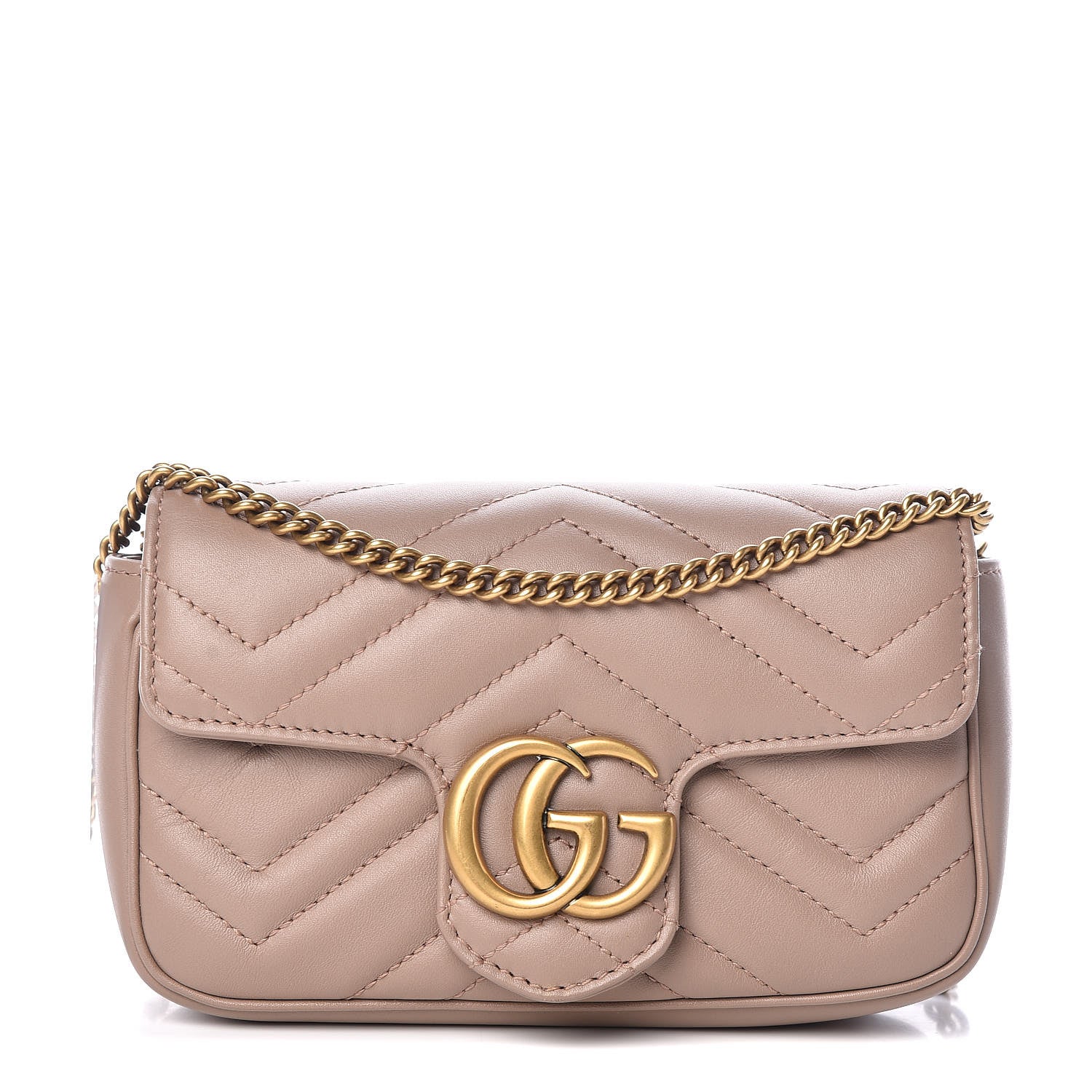 Gucci Calfskin Matelasse Super Mini GG Marmont Shoulder Bag Porcelain Rose 1 of 12