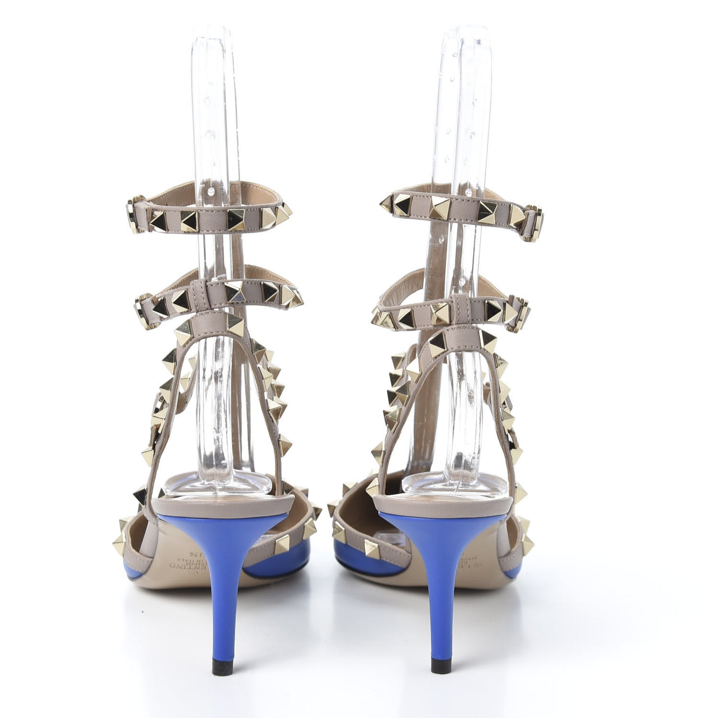 Calfskin Nappa Rockstud Ankle Strap 65mm Pumps 39.5 Acid Blue Poudre