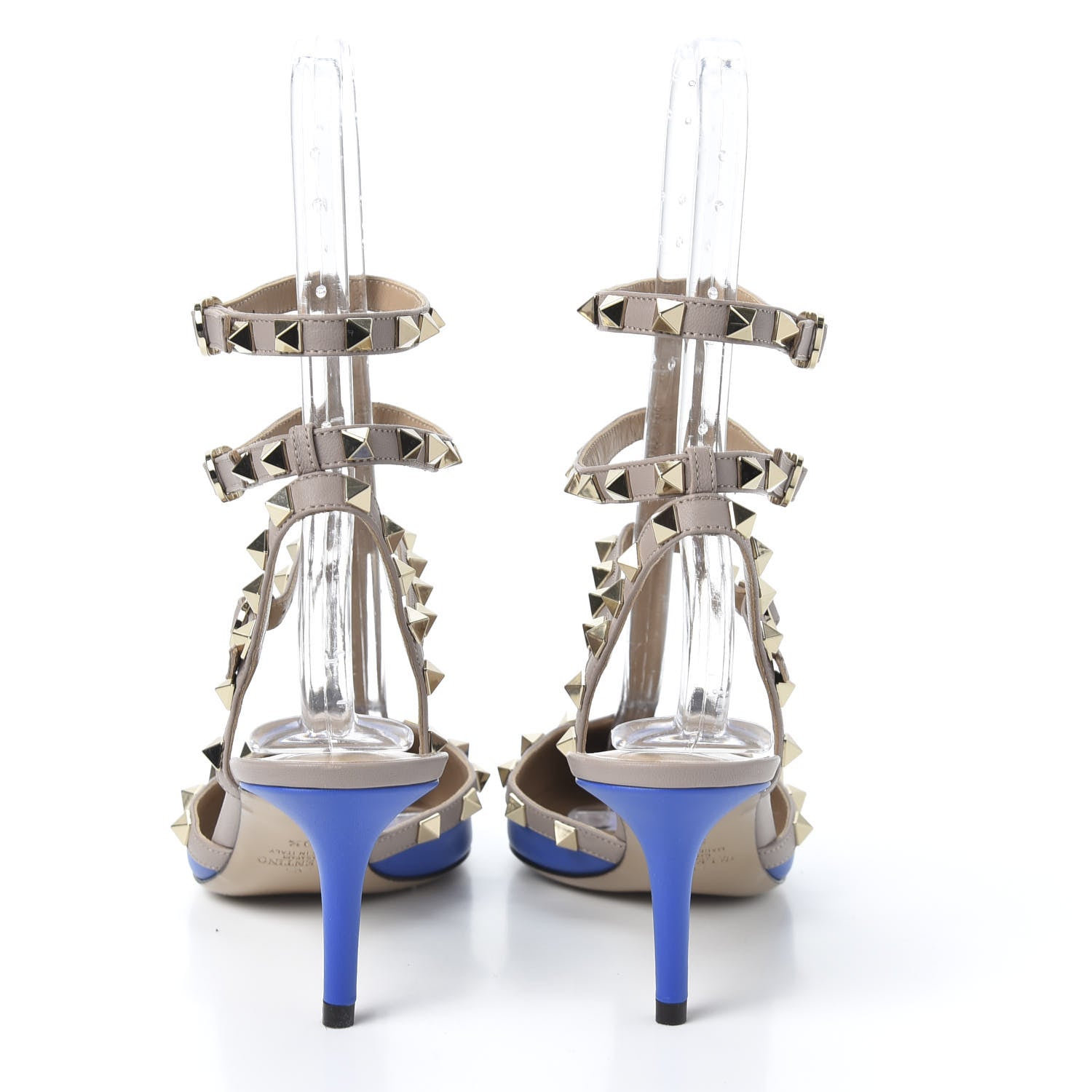 Valentino Garavani Calfskin Nappa Rockstud Ankle Strap 65mm Pumps 39.5 Acid Blue Poudre 6 of 9