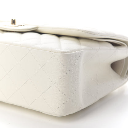 Chanel Caviar Quilted Jumbo Double Flap White 9 of 9