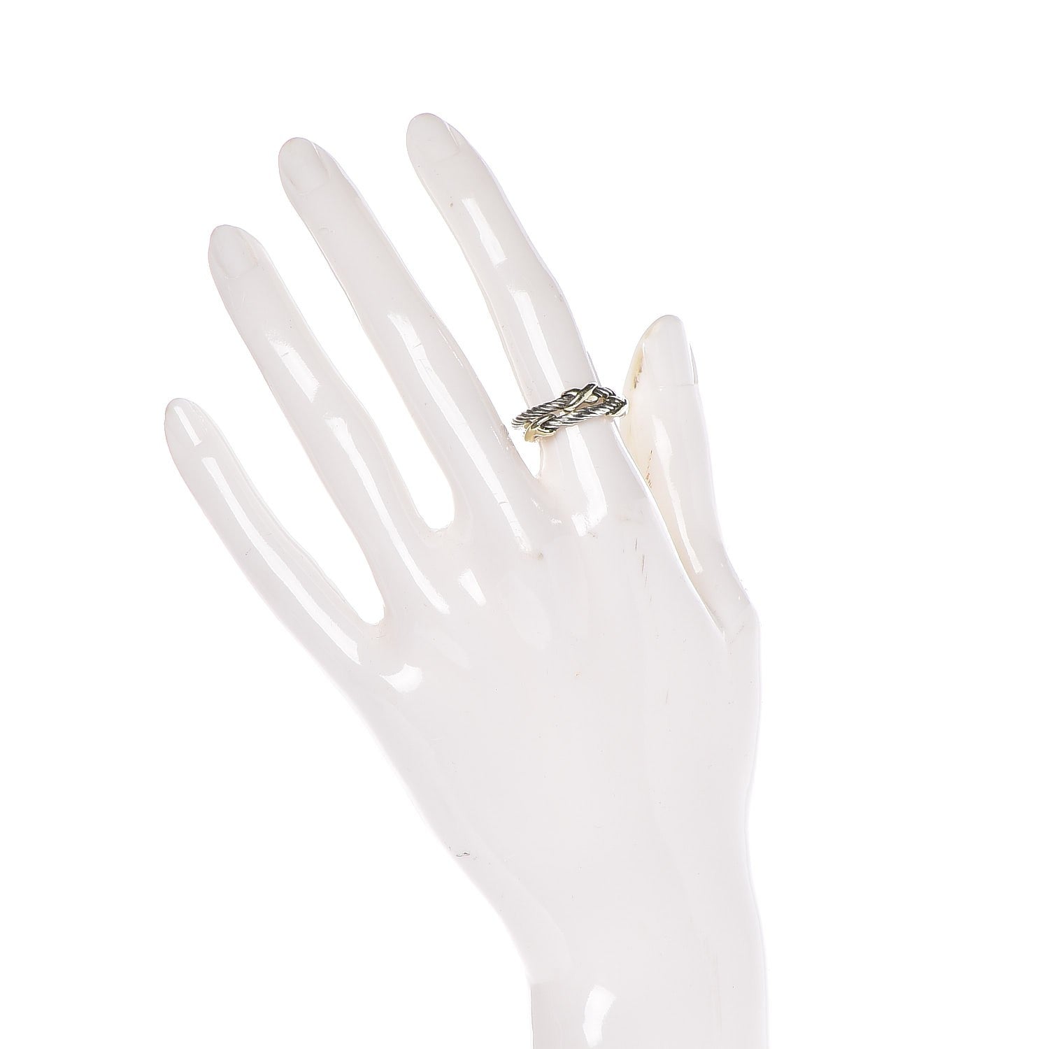 David Yurman Sterling Silver 14K Yellow Gold Stackable X Crossover Rings Set of 2 50 5.25 2 of 6