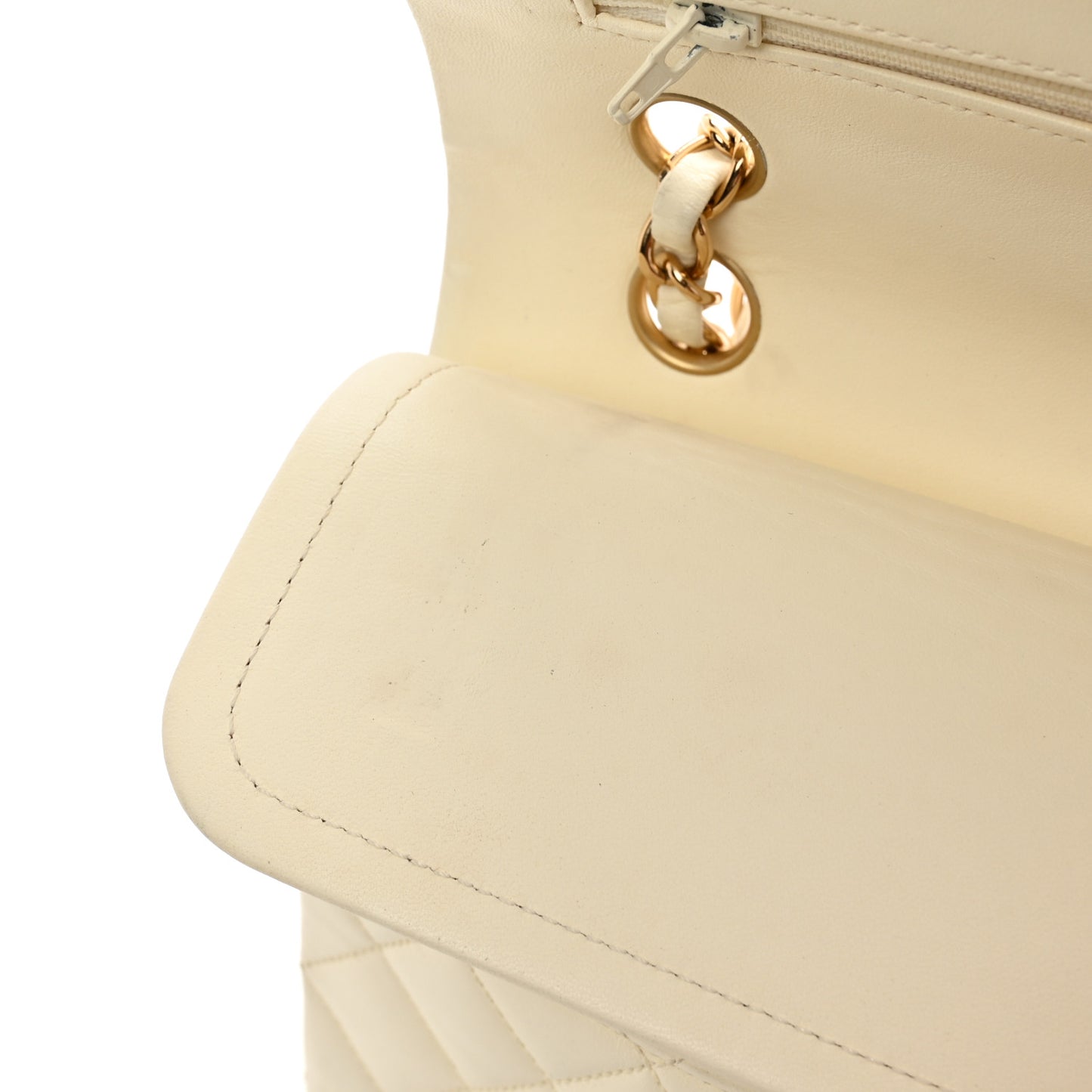 Lambskin Quilted Medium Double Flap White