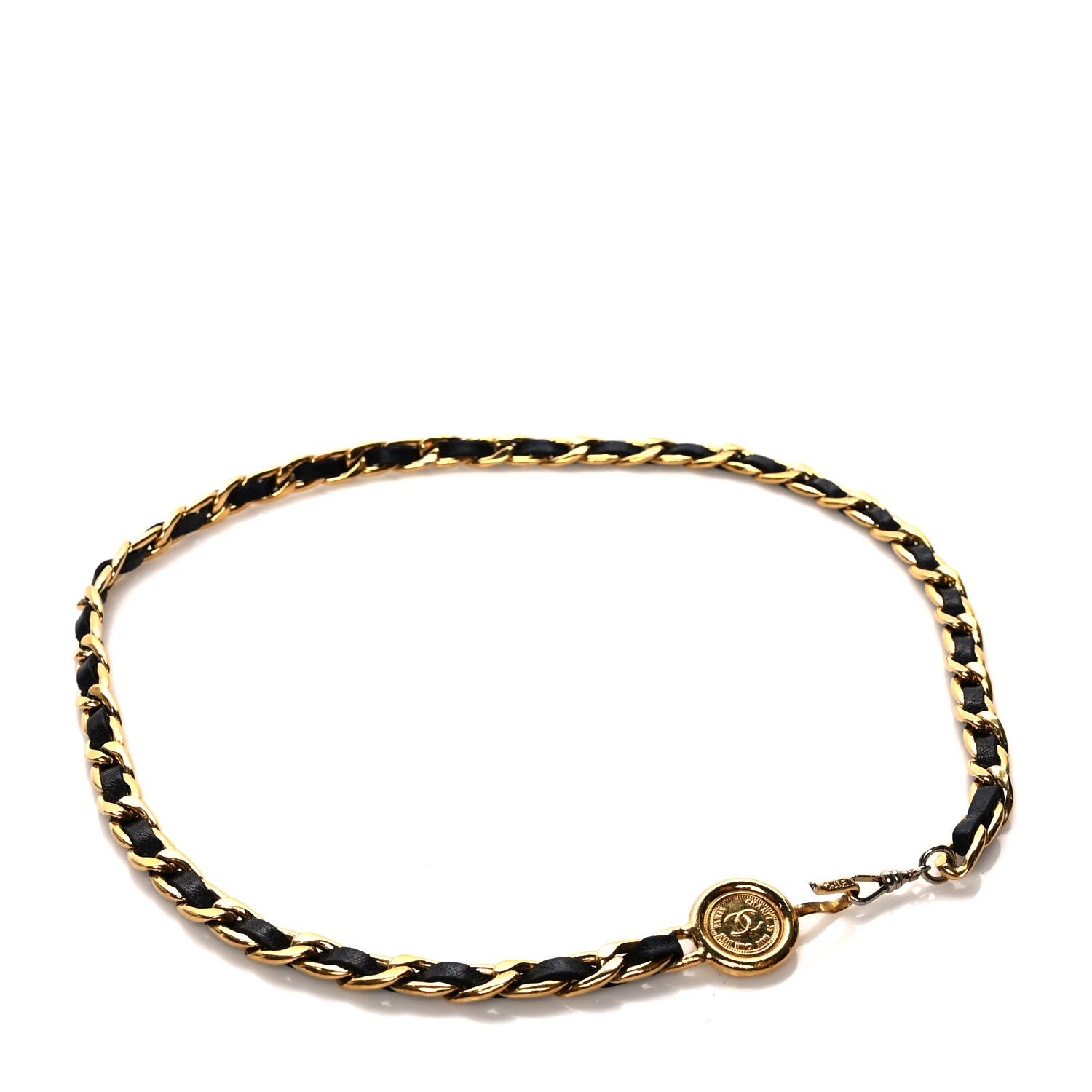 Chanel Lambskin Chain CC Medallion Belt Black Gold 2 of 3
