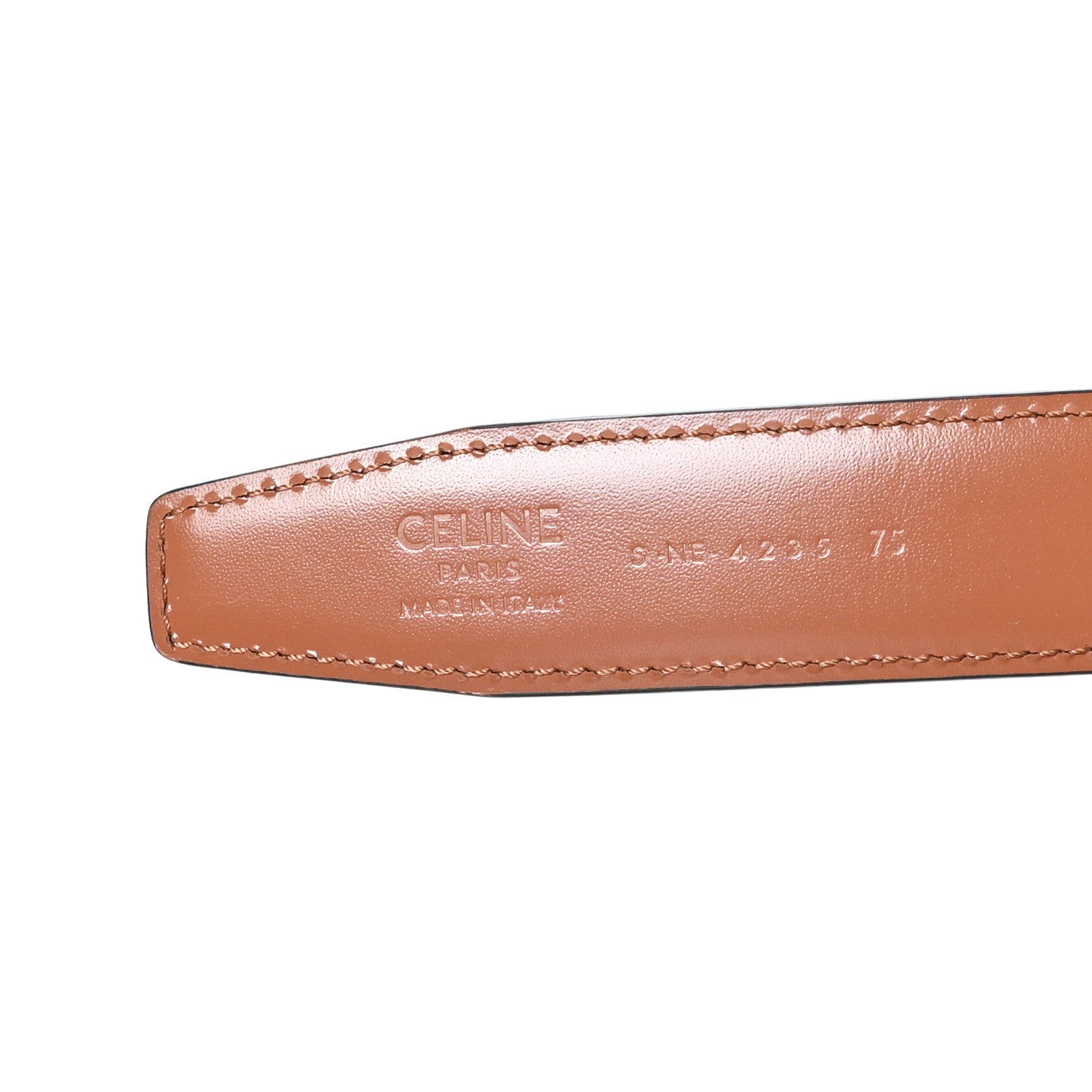 Celine Box Calfskin Reversible Triomphe Belt 75 30 White Tan 3 of 4