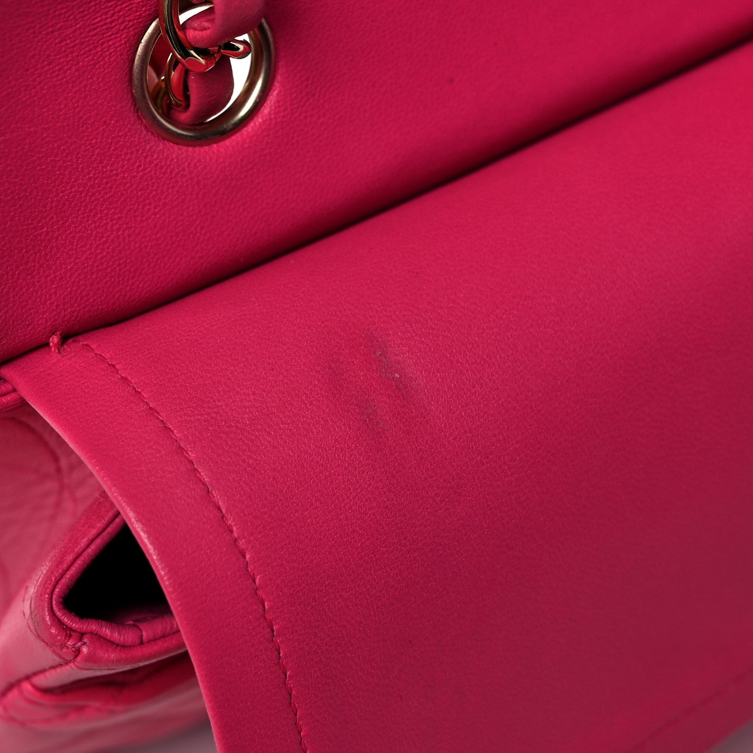 Chanel Lambskin Quilted Medium Double Flap Dark Pink 17 of 21