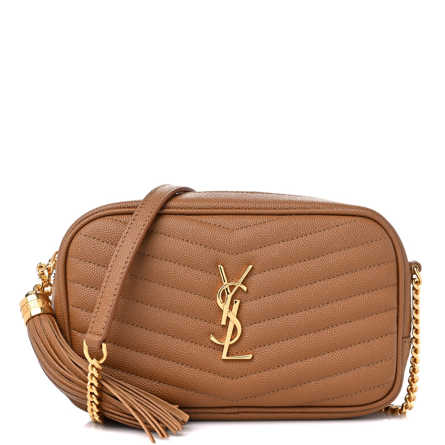 Saint Laurent Grain De Poudre Matelasse Monogram Mini Lou Camera Bag Dark Natural 1 of 11