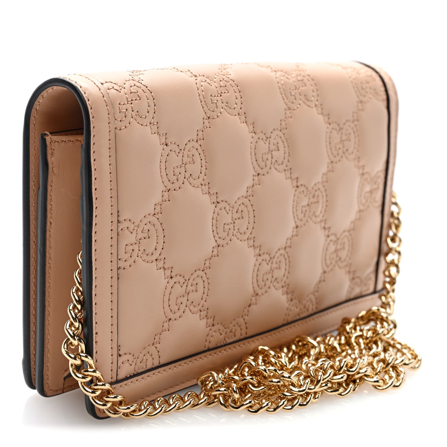 Gucci Calfskin GG Matelasse Chain Wallet Perfect Pink 3 of 10