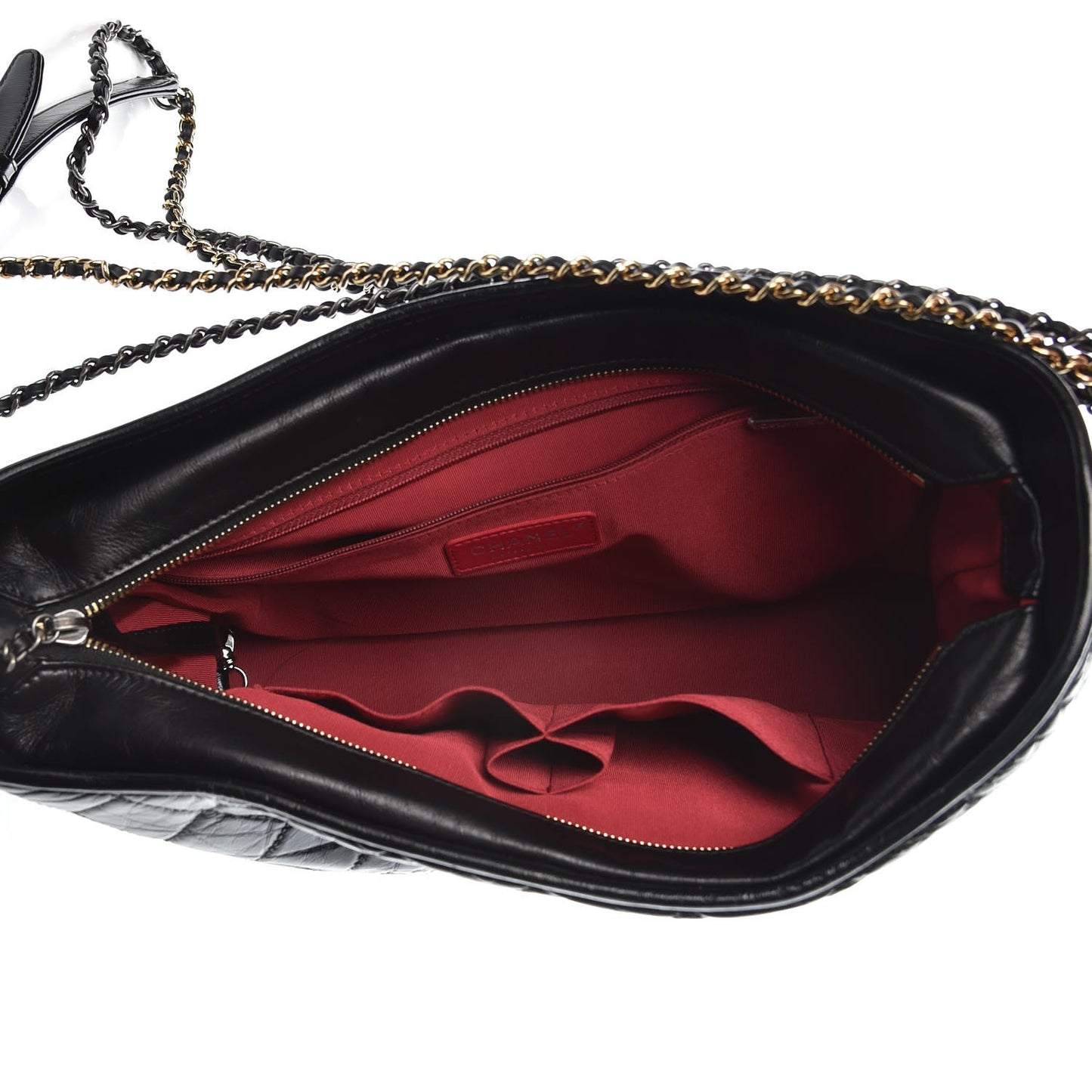 Aged Calfskin Quilted Large Gabrielle Hobo Black