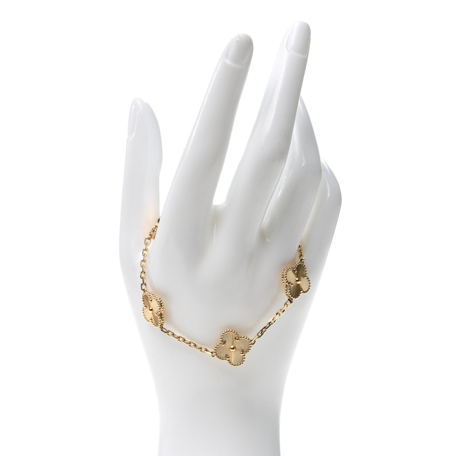 Van Cleef & Arpels 18K Yellow Gold 5 Motifs Guilloche Vintage Alhambra Bracelet 2 of 7