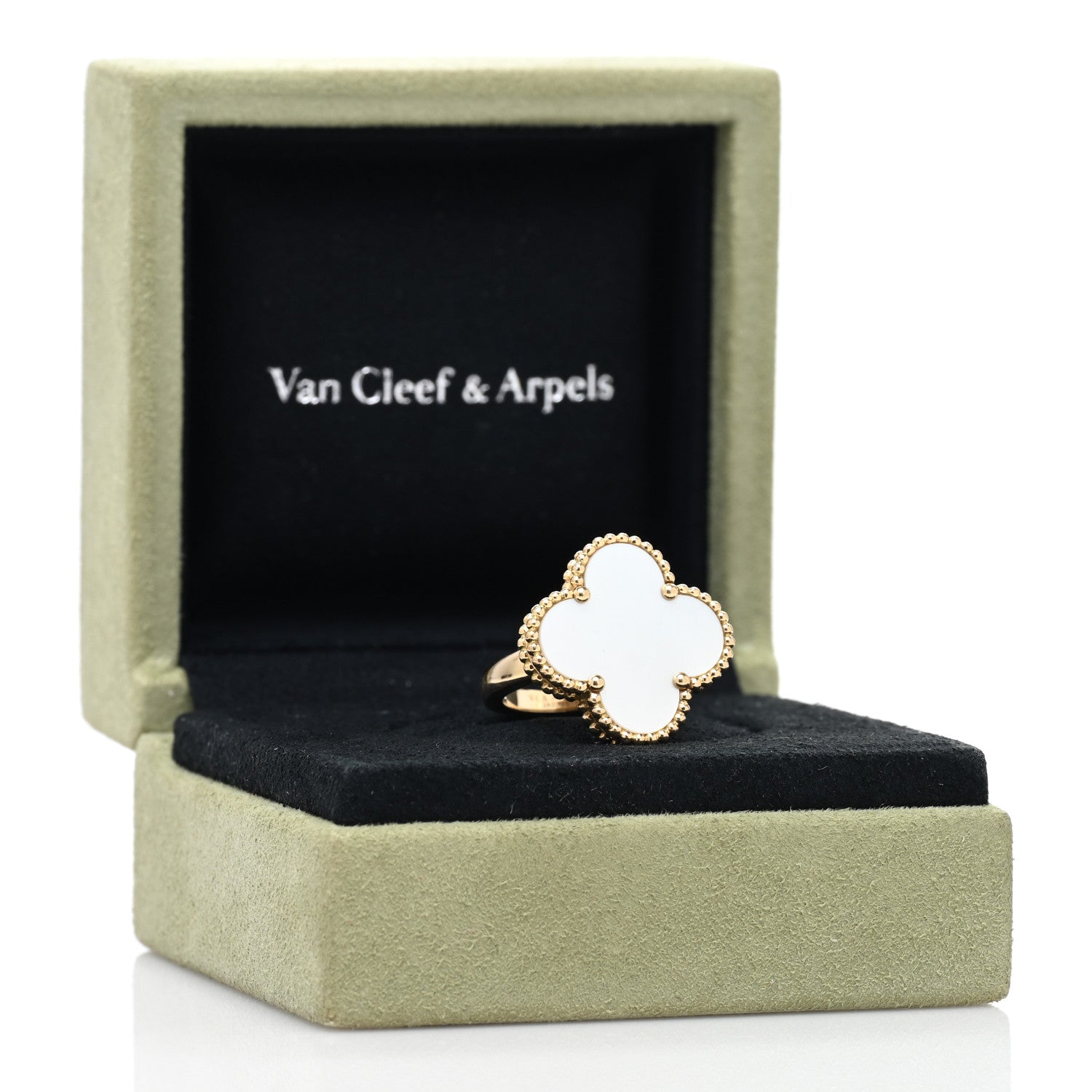 Van Cleef & Arpels 18K Yellow Gold Mother of Pearl Magic Alhambra Ring 49 5 3 of 6