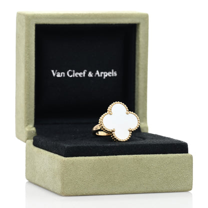Van Cleef & Arpels 18K Yellow Gold Mother of Pearl Magic Alhambra Ring 49 5 3 of 6
