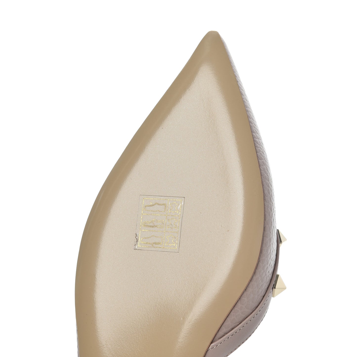 Pebbled Calfskin Rockstud Slingback Flats 38 Poudre