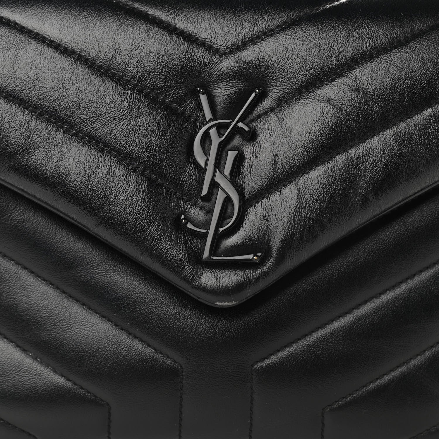 Saint Laurent Calfskin Y Quilted Monogram Small Loulou Chain Satchel Black 8 of 12