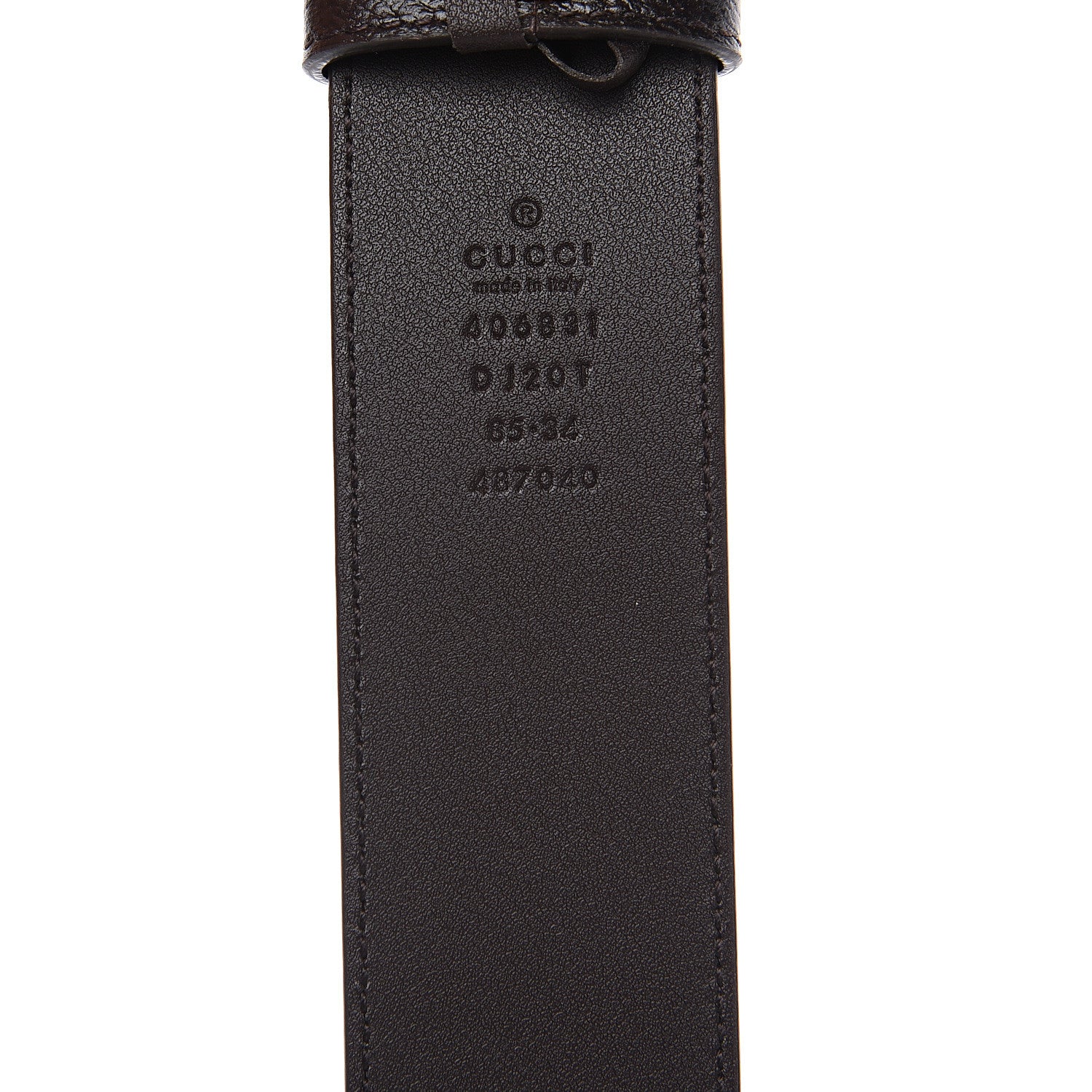 Gucci Textured Dollar Calfskin Double G 40mm Belt 85 34 Dark Cocoa 4 of 4