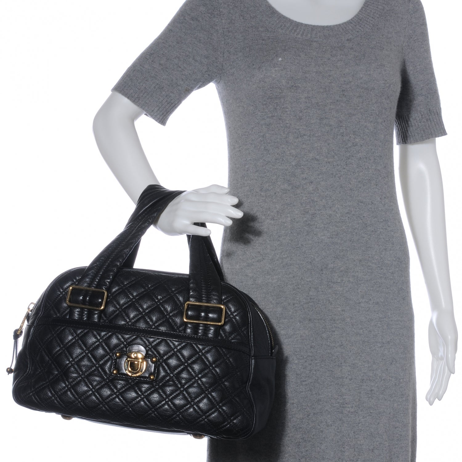 Marc Jacobs Leather Quilted Ursula Bowler Black 2 of 7