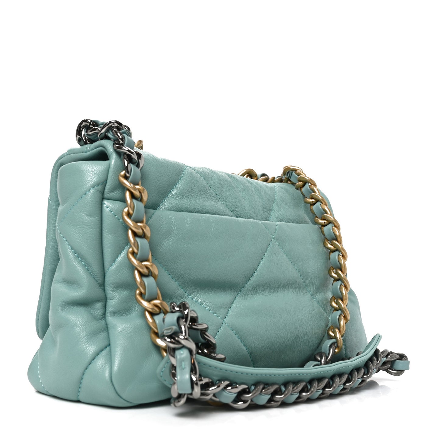 Goatskin Quilted Medium Chanel 19 Flap Light Blue