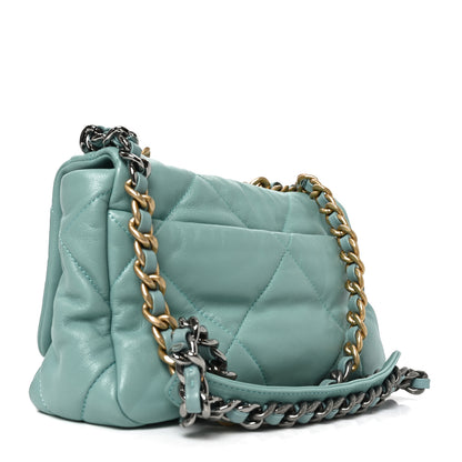 Chanel Goatskin Quilted Medium Chanel 19 Flap Light Blue 3 of 10
