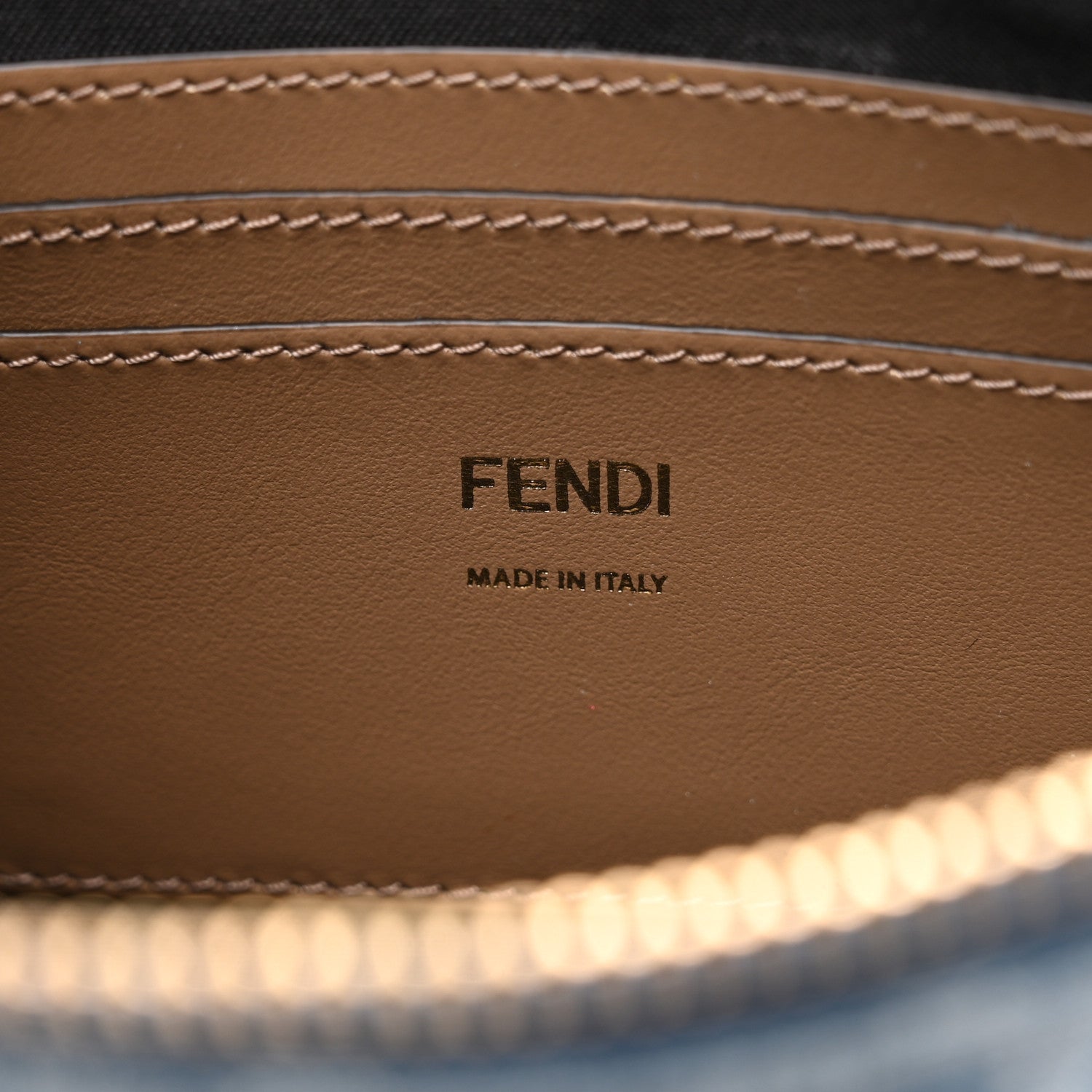 Fendi Denim Effect Fabric Jacquard FF Baguette Pouch Blue 6 of 11