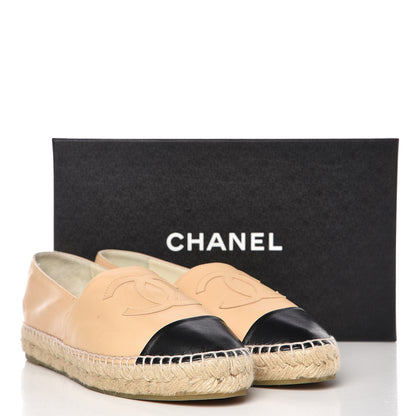 Chanel Lambskin CC Espadrilles 39 Beige Black 10 of 10